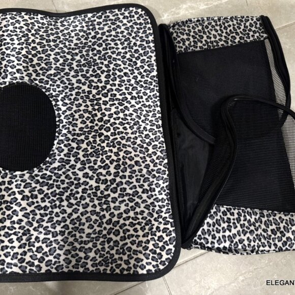 Dog Cat Carrier Animal Print Soft Sided Pets Portable Folding Polyester Bag - Picture 10 of 11